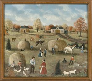 CAHOON Martha Farham 1905-1999,Farm scene with haying,Eldred's US 2022-04-08