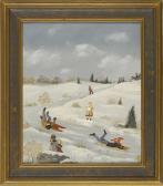 CAHOON Martha Farham 1905-1999,The sled race,1974,Eldred's US 2011-08-03