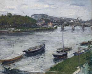 CAILLEBOTTE Gustave 1848-1894,La berge et le pont d'Argenteuil,1882,Christie's GB 2023-11-11
