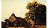 CAILLET Eulalie 1800-1800,« Paysage animé à la chaumière ».,Gros-Delettrez FR 2002-04-19
