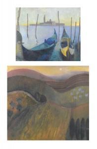 CAINES SUSAN 1935,Gondola & View of San Giorgio and Landscape,Clevedon Salerooms GB 2022-08-11
