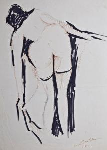CALAFATEANU Constantin 1911-1987,Nud văzut din spate / Nude seen from behind,1972,GoldArt 2017-09-27