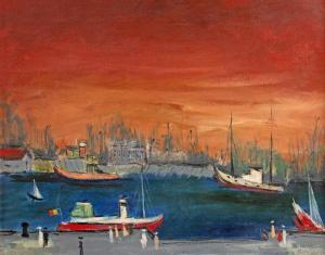 CALAFATEANU Constantin 1911-1987,Sunset in the Harbour,1979,Artmark RO 2023-11-13