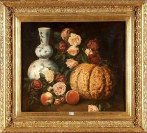 CALAIS Henriette 1863,Nature morte aux roses et aux fruits,VanDerKindere BE 2012-04-24