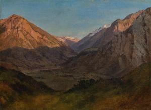 CALAME Alexandre,Gorge de montagnes éclairées au soleil couchant,1840,Villa Grisebach 2023-11-30