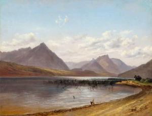 CALAME Alexandre 1810-1864,Lac de Thoune de Neuhaus,1836,Galerie Koller CH 2018-12-07