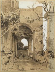 CALAME Arthur Jean Bapt 1843-1919,A dilapidated villa on Capri,1874,Galerie Koller CH 2024-03-22