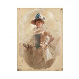 CALBET Antoine 1860-1944,Portrait de femme en tenue costumée,Cornette de Saint Cyr FR 2024-02-21