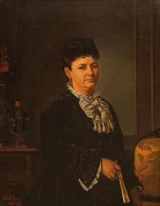 CALDERÓN ROCA ALFONSO 1830-1890,Retrato de dama con abanico,1878,Fernando Duran ES 2012-02-14