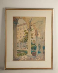 CALHOUN S(chureman) 1884-1950,Scene of Courtyard and Columns,1913,Harlowe-Powell US 2010-02-19