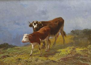CALIFANO John 1862-1946,Kuh mit Kalb auf einer Bergweide,Winterberg Arno DE 2023-10-21