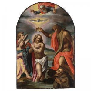 CALISE Cesare 1500-1600,THE BAPTISM OF CHRIST WITH SAINT FRANCIS OF ASSISI,1612,Sotheby's 2007-03-27