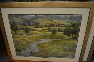 CALKIN Lance 1859-1936,a mountainous river landscape with buildings and t,John Nicholson 2025-01-11