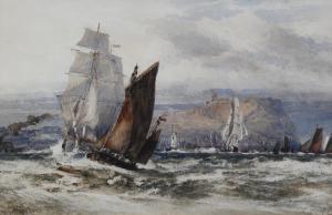 CALLCOTT William Joseph 1843-1890,Shipping off Scarborough,1857,Morphets GB 2017-11-30