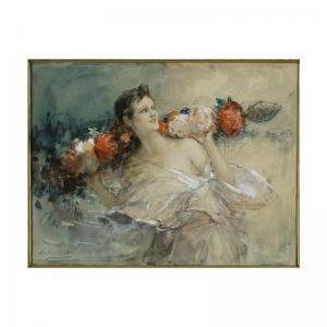CALLET Alphonse 1799-1831,PORTRAIT DE JEUNE FILLE AUX ROSES,Sotheby's GB 2003-11-06