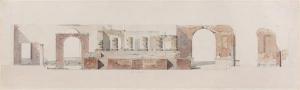 CALLOT Felix Emmanuel 1791-1854,Coupe du temple de Jupiter du forum de Pompéi,Tajan FR 2011-05-11