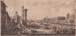 CALLOT Jacques 1592-1635,Veduta di Parigi, con Senna e Louvre,1630,Bertolami Fine Arts IT 2024-02-20