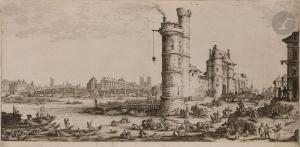 CALLOT Jacques 1592-1635,Vue du Pont Neuf et de la tour de Nesle,1630,Ader FR 2024-04-03