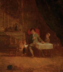 CALS Adolphe Felix 1810-1880,Un père avec ses deux enfants dans un intérieur,Christie's 2010-03-19