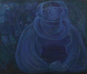calugaru titina 1911-1973,Blue portrait,Artmark RO 2014-07-10