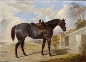 CALVERT Henry 1798-1869,Side-saddled strawberry roan hunter standing by a ,Gilding's GB 2020-09-22
