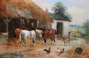 CALVERT HERBERT HEPBURN 1870-1923,A farmyard with horses and chickens by astable,Bonhams 2009-02-09