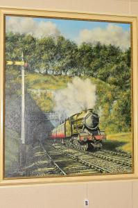 CALVERT Robert K 1900-1900,a steam train exiting a tunnel against a tree lin,1975,Richard Winterton 2019-11-05