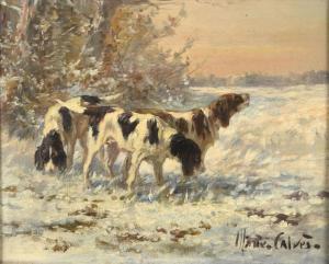 CALVES Léon Georges 1848-1923,Chiens dans la neige,Etienne de Baecque FR 2023-03-31
