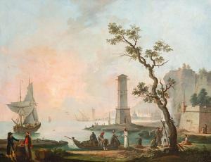 CAMARON Y BORONAT Jose 1731-1803,Coastal view at sunset,1790,Subastas Segre ES 2024-02-06