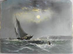 CAMERON D.,COASTAL SCENE WITH SAILBOAT IN THE FOREGROUND,Potomack US 2016-02-06
