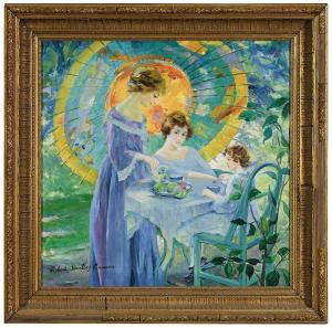 CAMERON Robert Hartley 1909,Tea Time in the Garden,Brunk Auctions US 2018-11-17