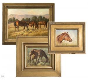 CAMERON Shawn 1950,three horses at pasture,John Moran Auctioneers US 2016-04-16