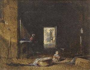 CAMOIN Paul 1816-1889,Travaux domestiques devant la fenêtre,Etienne de Baecque FR 2012-05-23