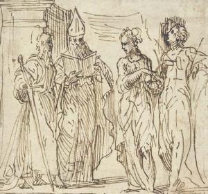 CAMPAGNOLA Domenico,Saint Paul avec Saint Augustin, Marie Madeleine et,1500,Christie's 2004-12-15