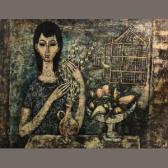 CAMPAGNOLA Enrico 1911-1984,Woman with a birdcage, a vase and a bowl of fruit,Bonhams GB 2012-07-22