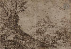 CAMPAGNOLA Giulio 1481-1516,Paysage aux cavaliers,Ader FR 2020-12-01