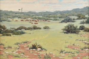 CAMPBELL Hugh H 1905-1981,Hereford Cattle and Windmill in Pasture,20th,Simpson Galleries 2019-02-09