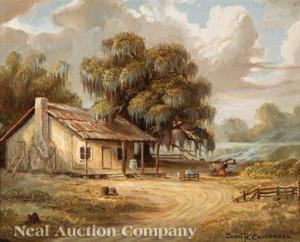 CAMPBELL John Reed 1925-2000,Cabin with Oak Trees in the Bayou,Neal Auction Company US 2020-09-13
