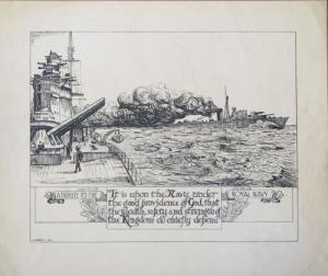 CAMPBELL,Pen and Ink Sketch "A Tribute to the Royal Navy",1944,Windibank GB 2008-10-25
