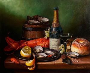 CAMPBELL Raymond 1956,Still Life - Wine Bottle, Lobster and Oyster,Morgan O'Driscoll IE 2023-11-27
