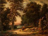 CAMPEDELLI Ottavio,GROSSE BAUMLANDSCHAFT MIT JUNGER HIRTIN IN ROTEM R,1837,Hampel 2014-09-25