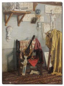 CAMPESINO Y MINGO Vicente 1800-1900,Interior Scene with Mandolin,1872,Burchard US 2013-07-21