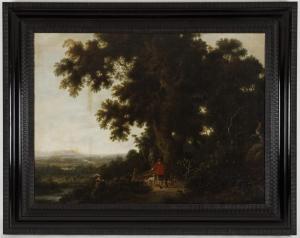 CAMPHUYSEN Jochem Govertsz. 1601-1659,Paysage avec chasseurs,Piguet CH 2013-04-27