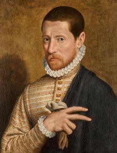 CAMPI Bernardino 1522-1592,Portrait of a gentleman, half-length, holding a gl,Sotheby's 2023-07-06