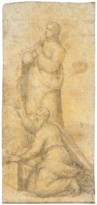 CAMPI Bernardino 1522-1592,Saint Jean-Baptiste en prière avec un saint agenou,Christie's 2004-12-15