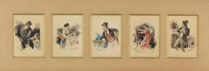 CAMPI Giacomo 1846-1921,Dipinto composto da cinque fogli raffiguranti ma,Capitolium Art Casa d'Aste 2021-12-15