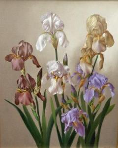 CAMPUZANO Enrique 1948,Floral still life of Irises,1987,Rosebery's GB 2012-05-12