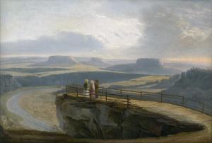CAMRADT Johannes Ludwig 1779-1849,Blick von der Bastei über das Elbsandsteing,1832,Galerie Bassenge 2023-11-30
