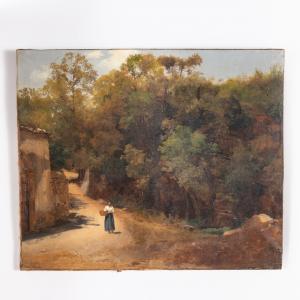 CAMUCCINI Giovanni Battista,Donna con cesta in un sentiero,Wannenes Art Auctions 2021-06-10