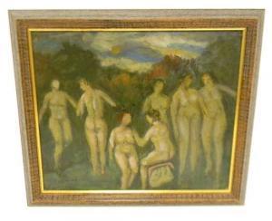 CANADE Vincent,seven female nudes posing against dark, autumnal b,Winter Associates 2013-09-09